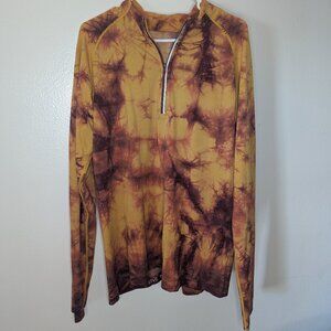 LARGE Lululemon Men's Metal Vent Tech Half Zip - Red & Orange Tie Dye